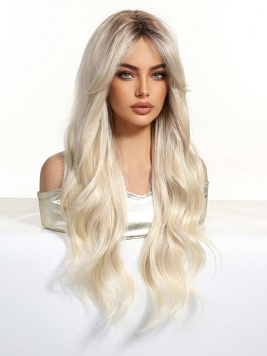 باروكة أشقر بدون غرة ناعم 26 إنش