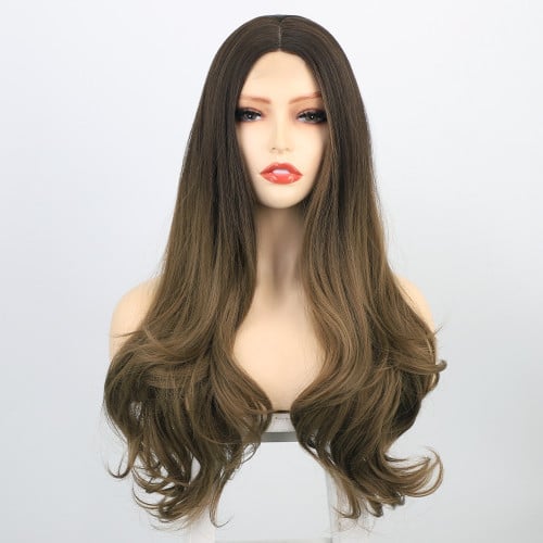 باروكة شعر زيتي جذور أمامية مموج