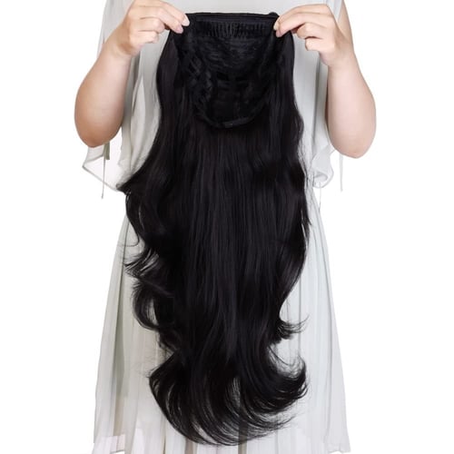 نصف باروكة شعر أسود مموج