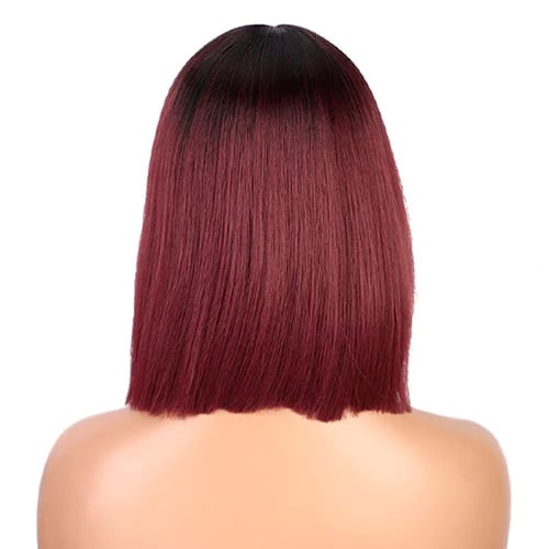 باروكة شعر برغندي جذور أمامية ناعم