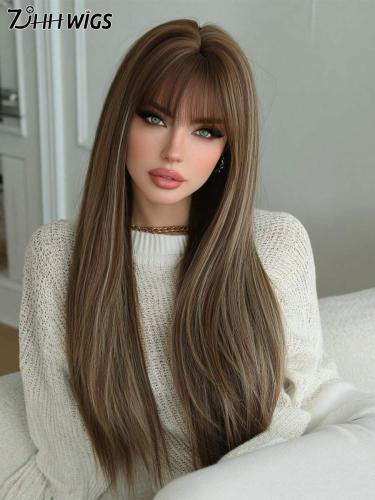 باروكة هاي لايت زيتي بغرة ناعم 26 إنش