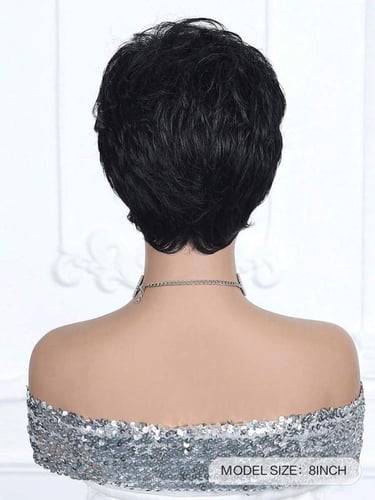 باروكة أسود بدون غرة ناعم 8in