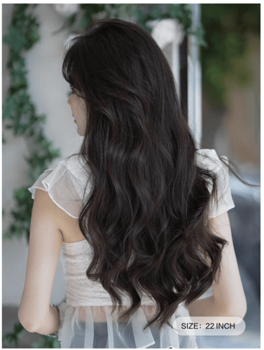 وصلة شعر مخلوط بني غامق مموج 3 قطع 22 إنش
