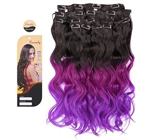 وصلة شعر مخلوط أومبري بنفسجي 8 قطع