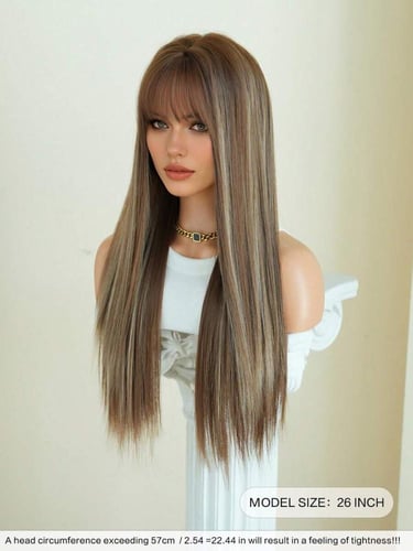 باروكة هاي لايت زيتي بغرة ناعم 26 إنش