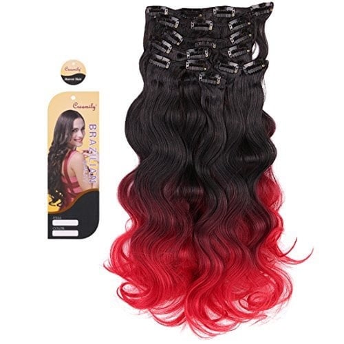 وصلة شعر مخلوط أومبري أحمر 8 قطع