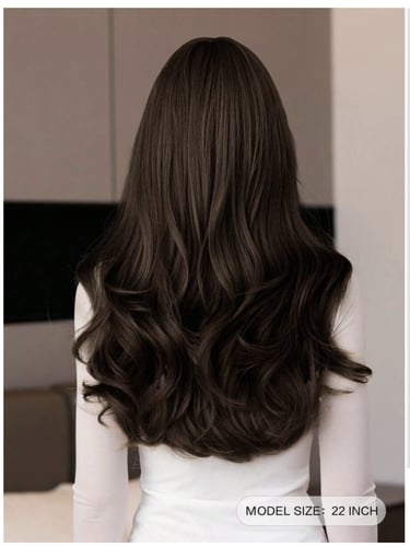 باروكة بني غامق مع غرة طول 22 إنش