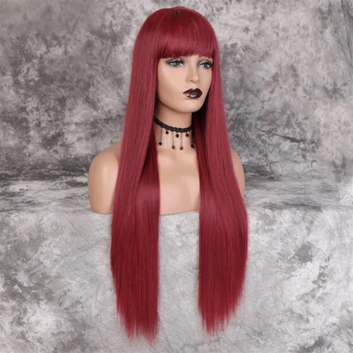 باروكة شعر برغندي قصة أمامية كليوباترا (غرة)