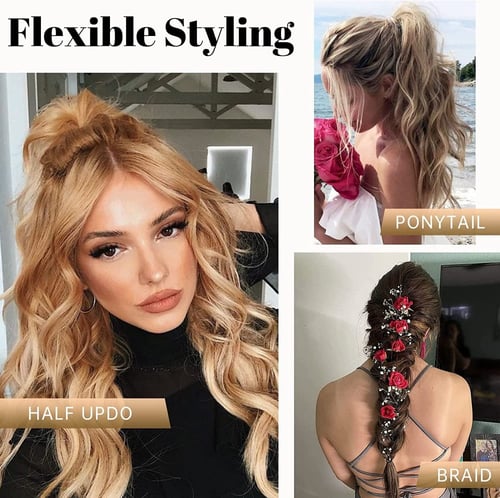 وصلة شعر صناعية طويلة ومموجة 4 قطع بلون الشوكولاتة...