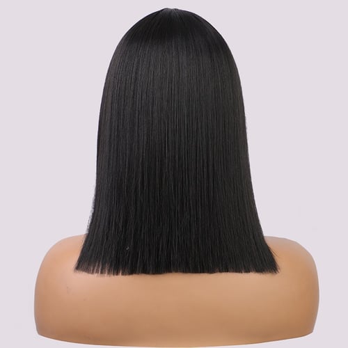 باروكة شعر أسود جذور أمامية ناعم