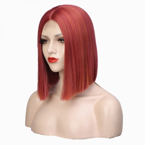 باروكة شعر برغندي جذور أمامية ناعم
