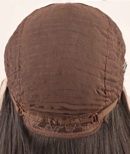 باروكة شعر بني غامق جذور أمامية مموج