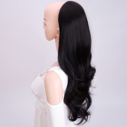 نصف باروكة شعر أسود مموج