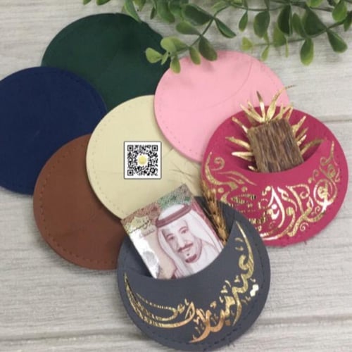 جيوب جلدية بشكل دائري مع الطباعة حسب الطلب