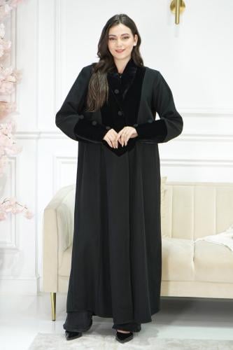 عباية قطيفة زرار – إطلالة شتوية أنيقة