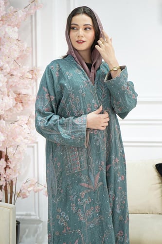 عباية مشجر لون زيتي