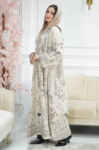 عباية مشجر كامل لون سكري