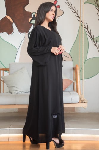 عباية شيفون بطانة لؤلؤ – فاخرة وناعمة