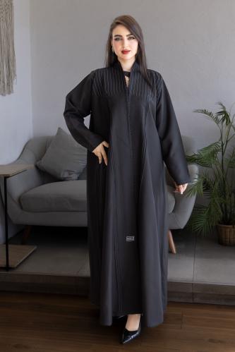عباية كتان مقلم شك – عملية وعصرية