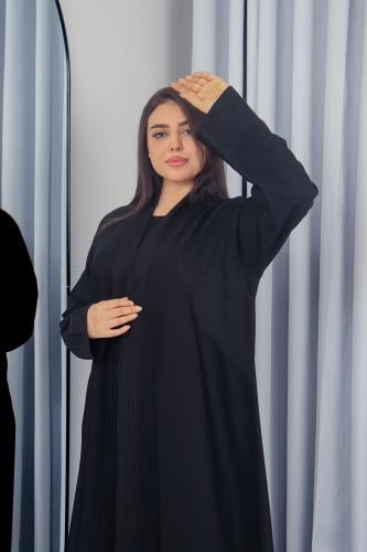 عباية بليزر نص كلوش بدقة خيط فاخرة بتصميم ملكي أني...