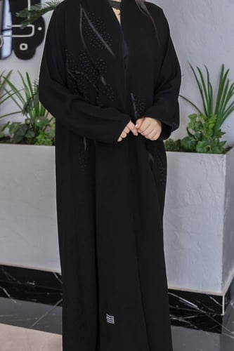 عباية تيجان تطريز مكره أسود فاخرة وراقية