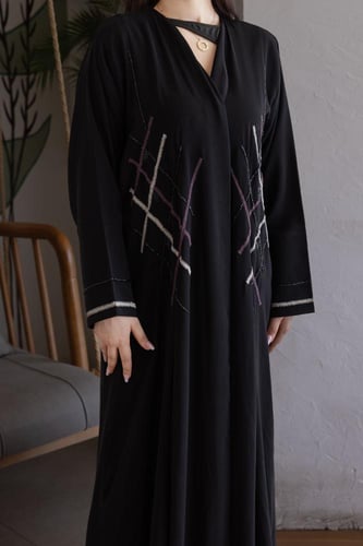 عباية ملكي شك دردوز ملون كريب ملكي – أنيقة وفاخرة