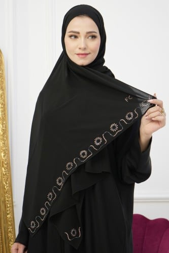 طرحة سوداء مطرزة وشك أنيقة وفاخرة