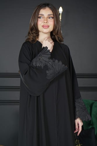 عباية نواعم حرير كلفة فصوص أسود بكم مربع أنيق وفاخ...