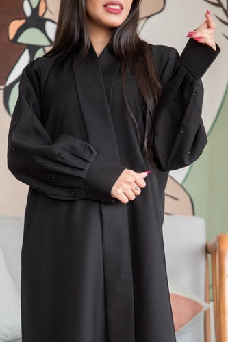 عباية كتان كتف لؤلؤ كسرات – أنيقة وراقية