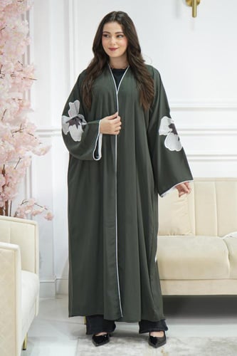 عباية ملون تطريز ورده كم