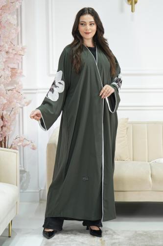 عباية ملون تطريز ورده كم