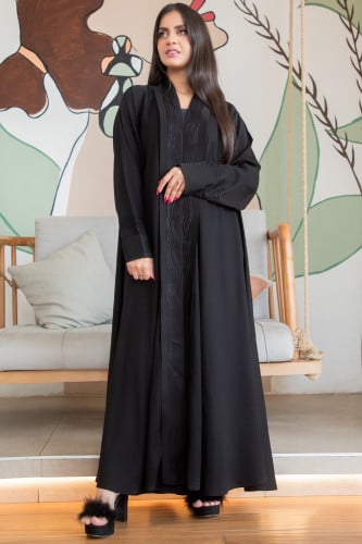 عباية صالونة ياقة هاري – فاخرة وناعمة