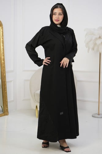 عباية كتان شغل شك أكتاف – أنيقة وناعمة