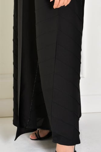 عباية دقة خيط كتان جوانب كريستال - فاخرة وراقية