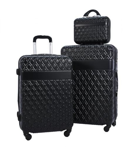 مورانو طقم شنط سفر فايبر من 4 قطع منقوش أسود