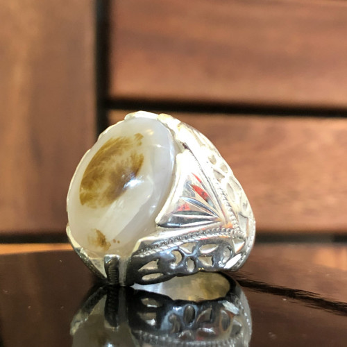 خاتم الفضة عقيق يماني مشجر من نوادر العقيق صياغة ح...