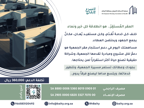 دعم استئجار مقر للجمعية