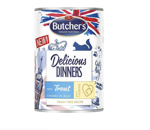 بوتشرز طعام رطب للقطط بنكهة السالمون المرقط في الج...