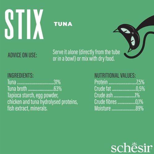 شيزر ستيكس مكافأة رطبة نكهة التونا 15x6غ