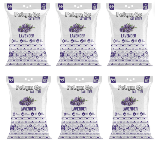 ٦ اكياس فلاين قو رمل بنتونيت عالي التكتل للقطط، رو...