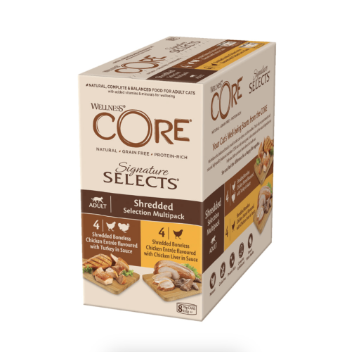 ويلنيس كور طعام رطب, 4 حبات بالدجاج و كبد الدجاج,...