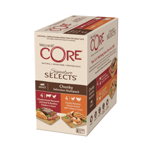 ويلنيس كور طعام رطب, 4 حبات بالدجاج و لحم البقر, 4...