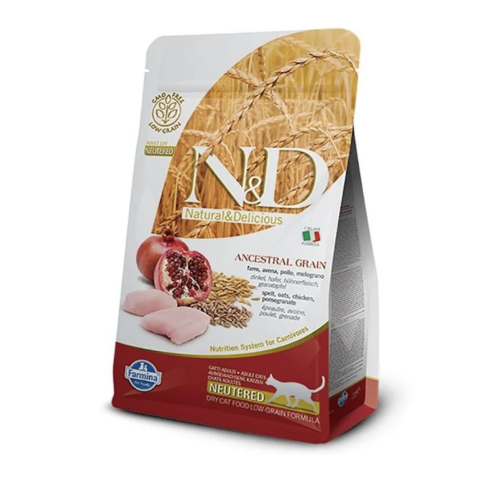 فارمينا طعام جاف بالدجاج والرمان للقطط المعقمة الب...