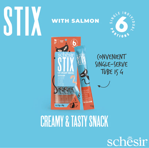 شيزر ستيكس مكافأة رطبة نكهة السالمون 15x6غ