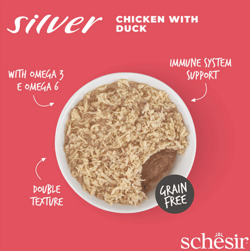 شيزر سيلفر وجبة متكاملة بالدجاج و البط للقطط الكبي...