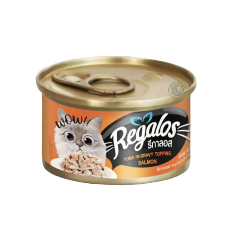 ريقالوس معلبات تونا مع السالمون في المرق للقطط الب...