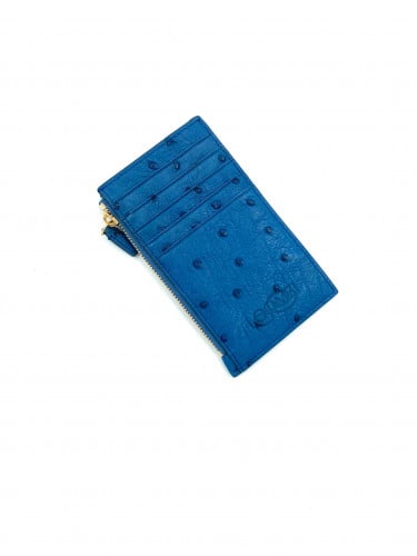 BLUE OSTRICH ZIPPER WALLET