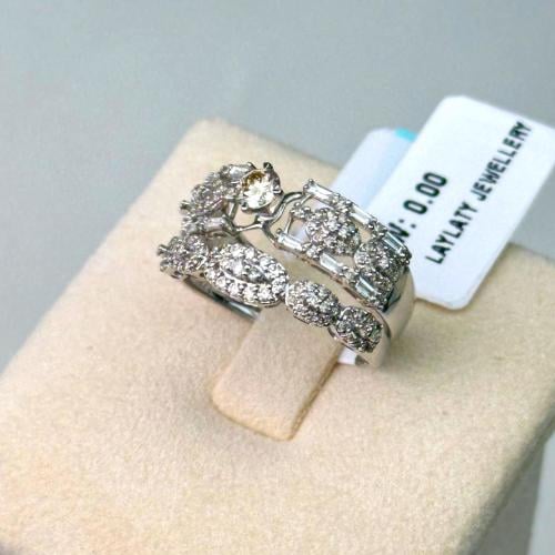 خاتم توينز الماس ذهب ابيض عيار18