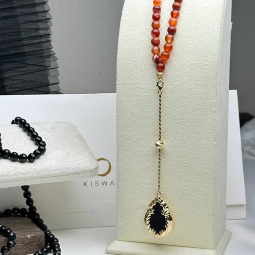 سبحة وتعليقة كسوة الكعبه المشرفه فضة عيار925 رجالي