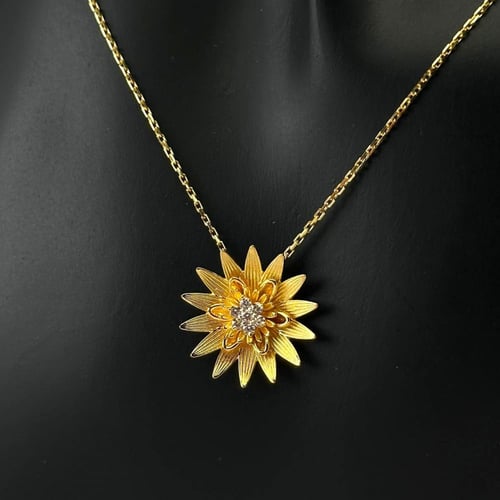 عقد يوليو زهرة اللوتس ذهب عيار21